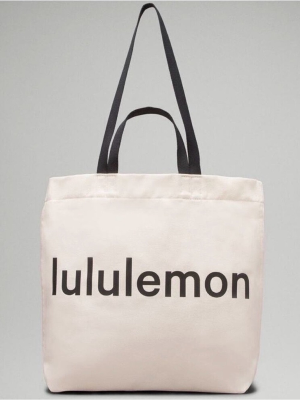 lululemon double handle canvas tote - natural/black 17L
